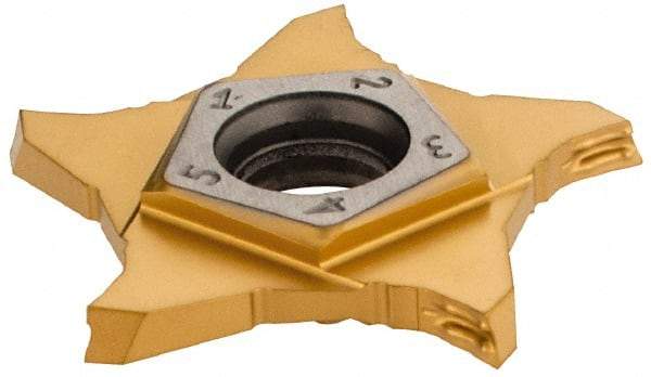 Iscar - PENTA Z IC1008 Grade, 0.0787" Cutting Width, Carbide Cutoff Insert - 15° Right Hand Lead Angle, 0.004" Cnr Rad, TiAlN/TiN Coated, Other End - Eagle Tool & Supply