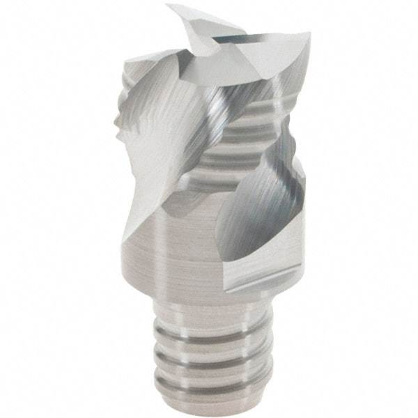 Iscar - MM ERAT10 IC08 Grade Carbide End Mill Milling Tip Insert - Uncoated, 3 Flutes, 0.625" Cut Diam, 0.42" Depth of Cut, 0.81" Extension, 0.008" Cnr Rad, 45° Helix Angle - Eagle Tool & Supply
