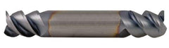 Accupro - 7/16", 9/16" LOC, 7/16" Shank Diam, 2-3/4" OAL, 3 Flute, Solid Carbide Square End Mill - Double End, TiCN Finish, Spiral Flute, 60° Helix, Centercutting, Right Hand Cut, Right Hand Flute - Eagle Tool & Supply