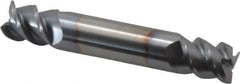 Accupro - 1/2", 5/8" LOC, 1/2" Shank Diam, 3" OAL, 3 Flute, Solid Carbide Square End Mill - Double End, TiCN Finish, Spiral Flute, 60° Helix, Centercutting, Right Hand Cut, Right Hand Flute - Eagle Tool & Supply