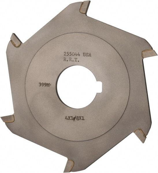 Made in USA - 4" Diam x 1/8" Blade Thickness x 1" Arbor Hole Diam, 6 Tooth Slitting and Slotting Saw - Arbor Connection, Right Hand, Uncoated, Carbide-Tipped, Contains Keyway - Eagle Tool & Supply