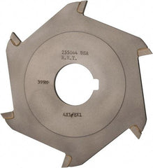 Made in USA - 4" Diam x 1/8" Blade Thickness x 1" Arbor Hole Diam, 6 Tooth Slitting and Slotting Saw - Arbor Connection, Right Hand, Uncoated, Carbide-Tipped, Contains Keyway - Eagle Tool & Supply