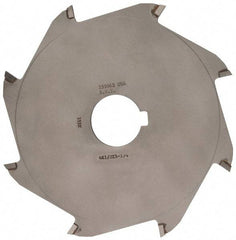 Made in USA - 6" Diam x 1/8" Blade Thickness x 1-1/4" Arbor Hole Diam, 8 Tooth Slitting and Slotting Saw - Arbor Connection, Right Hand, Uncoated, Carbide-Tipped, Contains Keyway - Eagle Tool & Supply