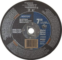 Norton - 7" 24 Grit Aluminum Oxide Cutoff Wheel - 1/8" Thick, 5/8" Arbor, 8,730 Max RPM, Use with Circular Saws - Eagle Tool & Supply