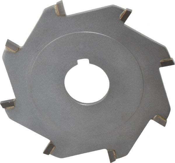 Made in USA - 4" Diam x 1/8" Blade Thickness x 1" Arbor Hole Diam, 8 Tooth Slitting and Slotting Saw - Arbor Connection, Right Hand, Uncoated, Carbide-Tipped, Contains Keyway - Eagle Tool & Supply