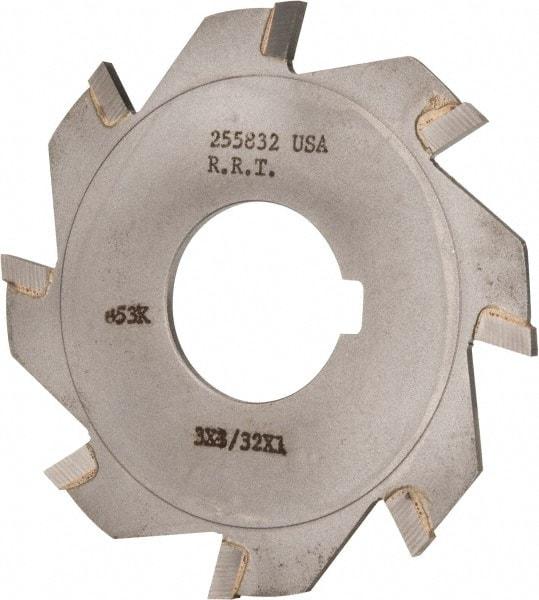 Made in USA - 3" Diam x 3/32" Blade Thickness x 1" Arbor Hole Diam, 8 Tooth Slitting and Slotting Saw - Arbor Connection, Right Hand, Uncoated, Carbide-Tipped, Contains Keyway - Eagle Tool & Supply