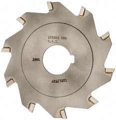 Made in USA - 4" Diam x 3/32" Blade Thickness x 1" Arbor Hole Diam, 10 Tooth Slitting and Slotting Saw - Arbor Connection, Right Hand, Uncoated, Carbide-Tipped, Contains Keyway - Eagle Tool & Supply