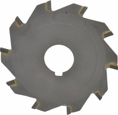 Made in USA - 4" Diam x 1/8" Blade Thickness x 1" Arbor Hole Diam, 10 Tooth Slitting and Slotting Saw - Arbor Connection, Right Hand, Uncoated, Carbide-Tipped, Contains Keyway - Eagle Tool & Supply