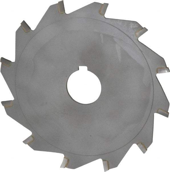 Made in USA - 5" Diam x 3/32" Blade Thickness x 1" Arbor Hole Diam, 12 Tooth Slitting and Slotting Saw - Arbor Connection, Right Hand, Uncoated, Carbide-Tipped, Contains Keyway - Eagle Tool & Supply