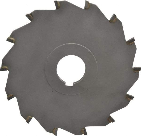 Made in USA - 6" Diam x 1/4" Blade Thickness x 1-1/4" Arbor Hole Diam, 14 Tooth Slitting and Slotting Saw - Arbor Connection, Right Hand, Uncoated, Carbide-Tipped, Contains Keyway - Eagle Tool & Supply