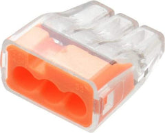 Ideal - 3 Port, 18 to 12 AWG Compatible, Push-In Wire Connector - 0.78" OAL x 0.69" OAW x 0.38" OAH, Orange - Eagle Tool & Supply