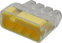 Ideal - 4 Port, 18 to 12 AWG Compatible, Push-In Wire Connector - 0.78" OAL x 0.82" OAW x 0.38" OAH, Yellow - Eagle Tool & Supply