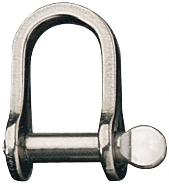 Ronstan - 1/4" Nominal Chain Size, 1.5 Ton Stainless Steel Screw D Shackle - 1/4" Diam, 1/4" Pin Diam, 9/16" High Inside Jaw, 9/16" Inside Width, 3/4" Max Body Thickness - Eagle Tool & Supply