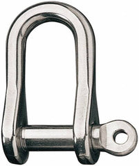 Ronstan - 3/8" Nominal Chain Size, 4 Ton Stainless Steel Screw D Shackle - 3/8" Diam, 3/8" Pin Diam, 1-1/2" High Inside Jaw, 21/32" Inside Width, 7/8" Max Body Thickness - Eagle Tool & Supply