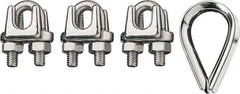 Ronstan - 3/32" Wire Rope Thimble Clip Kit - 316 Stainless Steel, Electropolished - Eagle Tool & Supply