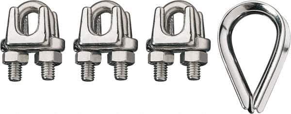 Ronstan - 5/32" Wire Rope Thimble Clip Kit - 316 Stainless Steel, Electropolished - Eagle Tool & Supply