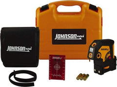 Johnson Level & Tool - 5 Beam 200' (Interior) Max Range Self Leveling Dot Laser Level - Red Beam, 1/8" at 50' Accuracy, 4-1/4" Long x 4-1/2" Wide x 2-1/2" High, Battery Included - Eagle Tool & Supply