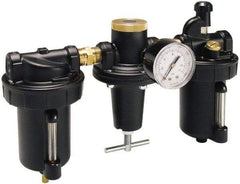 Parker - 1-1/2" NPT Port Heavy Duty 3 Piece Filter-Regulator-Lubricator FRL Unit - Metal Bowl, 450 SCFM, 250 Max psi, 14.13" High, Automatic Drain - Eagle Tool & Supply