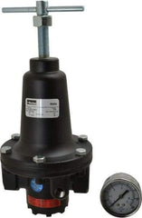 Parker - 3/4 NPT Port, 400 CFM, Zinc Heavy-Duty T-Handle Regulator - 2 to 125 psi Range, 300 Max psi Supply Pressure, 1/4" Gauge Port Thread, 4.38" Wide x 10" High - Eagle Tool & Supply
