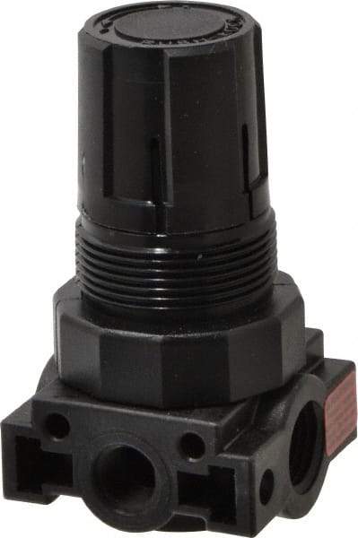 Parker - 1/4 NPT Port, Plastic Miniature Regulator - 0 to 60 psi Range, 150 Max psi Supply Pressure, 1/8" Gauge Port Thread, 1.6" Wide x 3.1" High - Eagle Tool & Supply