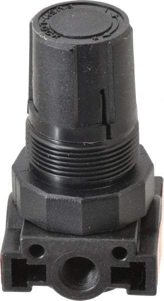 Parker - 1/4 NPT Port, Plastic Miniature Regulator - 0 to 125 psi Range, 150 Max psi Supply Pressure, 1/8" Gauge Port Thread, 1.6" Wide x 3.1" High - Eagle Tool & Supply