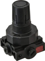 Parker - 1/4 NPT Port, Plastic Miniature Regulator - 0 to 125 psi Range, 150 Max psi Supply Pressure, 1/4" Gauge Port Thread, 2.06" Wide x 3.43" High - Eagle Tool & Supply