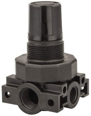 Parker - 3/8 NPT Port, Plastic Miniature Regulator - 0 to 125 psi Range, 150 Max psi Supply Pressure, 1/4" Gauge Port Thread, 2.06" Wide x 3.43" High - Eagle Tool & Supply