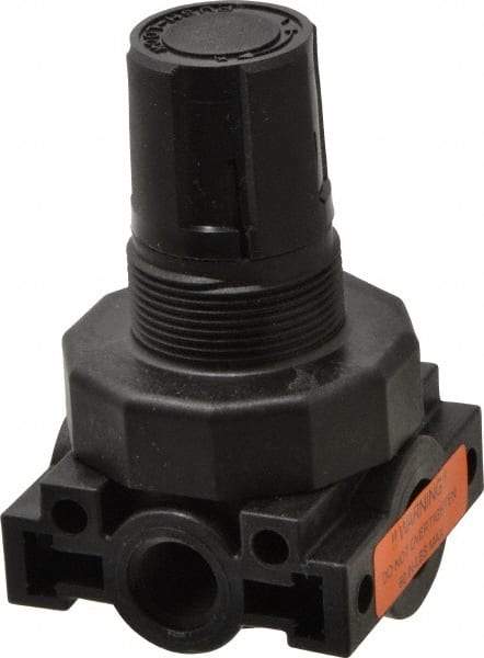Parker - 1/4 NPT Port, Plastic Miniature Regulator - 0 to 25 psi Range, 150 Max psi Supply Pressure, 1/4" Gauge Port Thread, 2.06" Wide x 3.43" High - Eagle Tool & Supply
