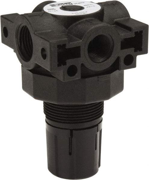 Parker - 3/8 NPT Port, Plastic Miniature Regulator - 0 to 125 psi Range, 150 Max psi Supply Pressure, 1/4" Gauge Port Thread, 2.06" Wide x 3.43" High - Eagle Tool & Supply