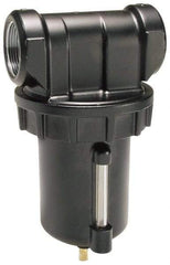 Parker - 1" Port, 8.8" High x 4.9" Wide Heavy Duty Filter with Zinc Bowl, Manual Drain - 240 SCFM, 250 Max psi, 150°F Max Temp, 16 oz Bowl Capacity - Eagle Tool & Supply