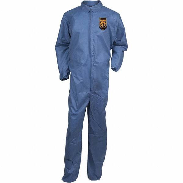 KleenGuard - Size 3XL SMS General Purpose Coveralls - Blue, Zipper Closure, Elastic Cuffs, Elastic Ankles, Seamless - Eagle Tool & Supply