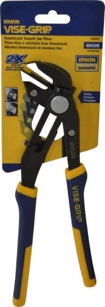 Irwin - 10" OAL, 2-1/4" Jaw Length, Groovelock Pliers - Smooth Jaw, Smooth Head, ProTouch Handles - Eagle Tool & Supply