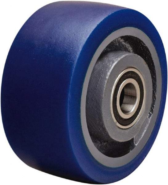 Hamilton - 4 Inch Diameter x 2 Inch Wide, Polyurethane Mold on to Cast Iron Center Caster Wheel - 600 Lb. Capacity, 2-1/4 Inch Hub Length, 1/2 Inch Axle Diameter, Sealed Precision Ball Bearing - Eagle Tool & Supply