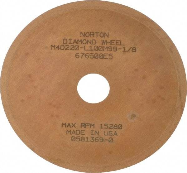 Norton - 3" Diam x 1/2" Hole x 0.01" Thick, 220 Grit Surface Grinding Wheel - Diamond, Type 1A1, Very Fine Grade, Metal Bond - Eagle Tool & Supply