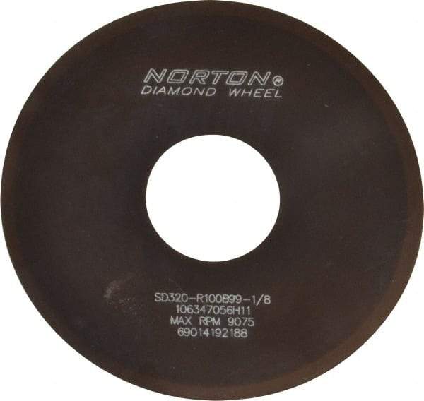 Norton - 4" Diam x 1-1/4" Hole x 0.02" Thick, 320 Grit Surface Grinding Wheel - Diamond, Type 1A1, Extra Fine Grade, Resinoid Bond - Eagle Tool & Supply