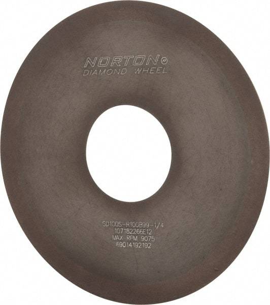 Norton - 4" Diam x 1-1/4" Hole x 1/32" Thick, 100 Grit Surface Grinding Wheel - Diamond, Type 1A1, Fine Grade, Resinoid Bond - Eagle Tool & Supply