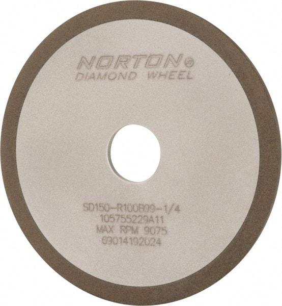 Norton - 4" Diam x 3/4" Hole x 1/8" Thick, 150 Grit Surface Grinding Wheel - Diamond, Type 1A1, Very Fine Grade, Resinoid Bond - Eagle Tool & Supply