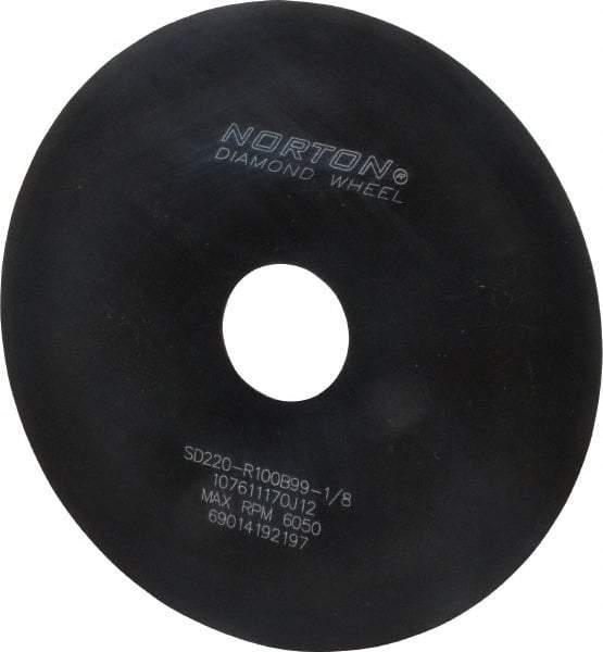 Norton - 6" Diam x 1-1/4" Hole x 1/32" Thick, 220 Grit Surface Grinding Wheel - Diamond, Type 1A1, Very Fine Grade, Resinoid Bond - Eagle Tool & Supply