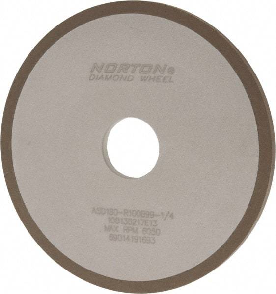 Norton - 6" Diam x 1-1/4" Hole x 1/4" Thick, 180 Grit Surface Grinding Wheel - Diamond, Type 1A1, Very Fine Grade, Resinoid Bond - Eagle Tool & Supply