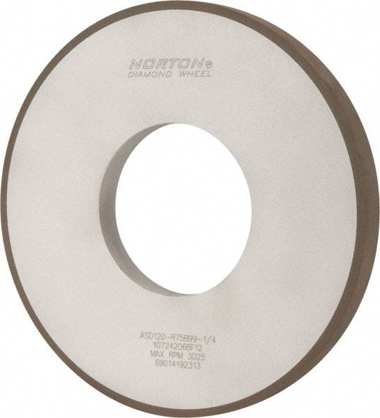 Norton - 12" Diam x 5" Hole x 1" Thick, 120 Grit Surface Grinding Wheel - Diamond, Type 1A1, Fine Grade, Resinoid Bond - Eagle Tool & Supply