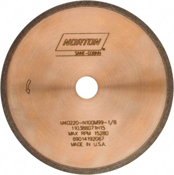 Norton - 4" Diam x 1/2" Hole, 220 Grit Surface Grinding Wheel - Diamond, Type 1A1R, Fine Grade - Eagle Tool & Supply