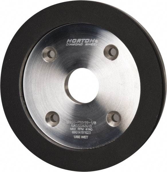 Norton - 6" Diam, 1-1/4" Hole Size, 3/4" Overall Thickness, 220 Grit, Type 6 Tool & Cutter Grinding Wheel - Very Fine Grade, Diamond, P Hardness, Vitrified Bond - Eagle Tool & Supply