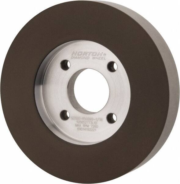 Norton - 5" Diam, 1-1/4" Hole Size, 1" Overall Thickness, 320 Grit, Type 6 Tool & Cutter Grinding Wheel - Extra Fine Grade, Diamond, Resinoid Bond - Eagle Tool & Supply