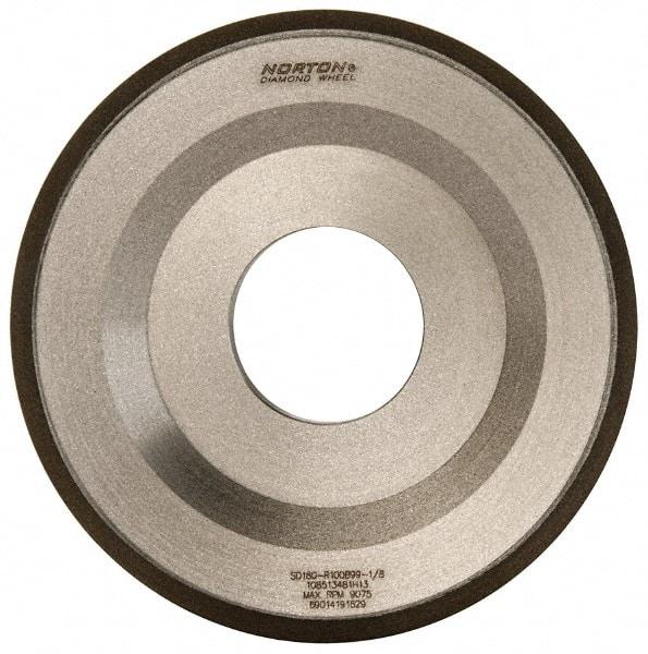 Norton - 4" Diam, 1-1/4" Hole Size, 1/2" Overall Thickness, 180 Grit, Type 12 Tool & Cutter Grinding Wheel - Very Fine Grade, Diamond, Resinoid Bond - Eagle Tool & Supply