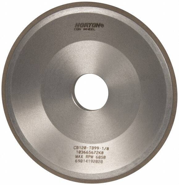 Norton - 6" Diam, 1-1/4" Hole Size, 3/4" Overall Thickness, 120 Grit, Type 12 Tool & Cutter Grinding Wheel - Fine Grade, CBN, Resinoid Bond - Eagle Tool & Supply