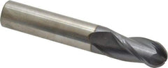 SGS - 1/2" Diam, 1" LOC, 3 Flute Solid Carbide Ball End Mill - AlTiN Finish, Single End, 3" OAL, 1/2" Shank Diam, Spiral Flute - Eagle Tool & Supply