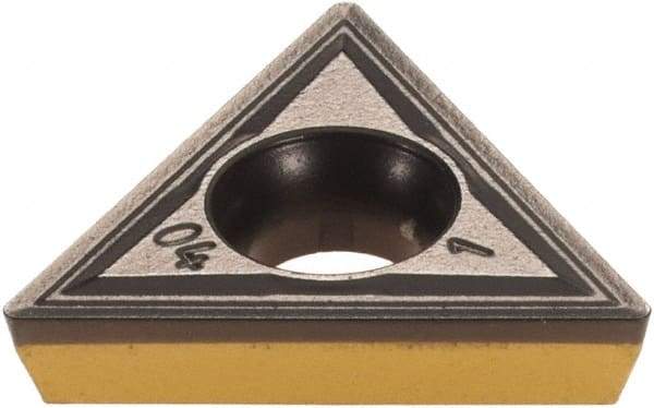 Iscar - TPMT321 Grade IC8350 Carbide Turning Insert - TiCN/Al2O3/TiN Finish, 60° Triangle, 3/8" Inscr Circle, 1/8" Thick, 1/64" Corner Radius - Eagle Tool & Supply