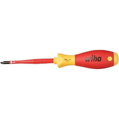 Wiha - #2, 8-19/64" OAL, Insulated Phillips Screwdriver - 3-15/16" Blade Length, Straight Shank, Acetate Handle - Eagle Tool & Supply