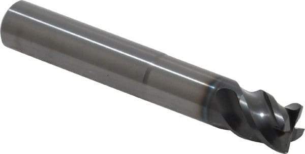 OSG - 1/2", 4 Flute, Single End, Solid Carbide, 0.03" Corner Radius End Mill - 3-1/4" OAL, 45° Helix, 1/2" LOC, 1-1/2" Extended Reach - Eagle Tool & Supply