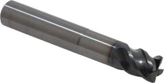 OSG - 1/2", 4 Flute, Single End, Solid Carbide, 0.03" Corner Radius End Mill - 3-1/4" OAL, 45° Helix, 1/2" LOC, 1-1/2" Extended Reach - Eagle Tool & Supply